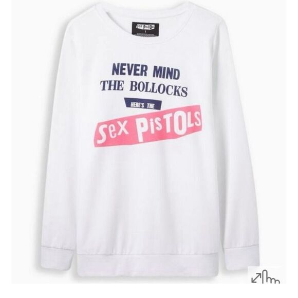 torrid Tops - NWT Torrid Cozy Fleece Sex Pistols Graphic Sweatshirt (White) - 1X